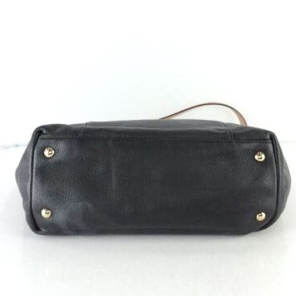 Michael Kors Black Leather Jet Set Tote Bag Shoulder Purse Classic Minimalist - Picture 6 of 12